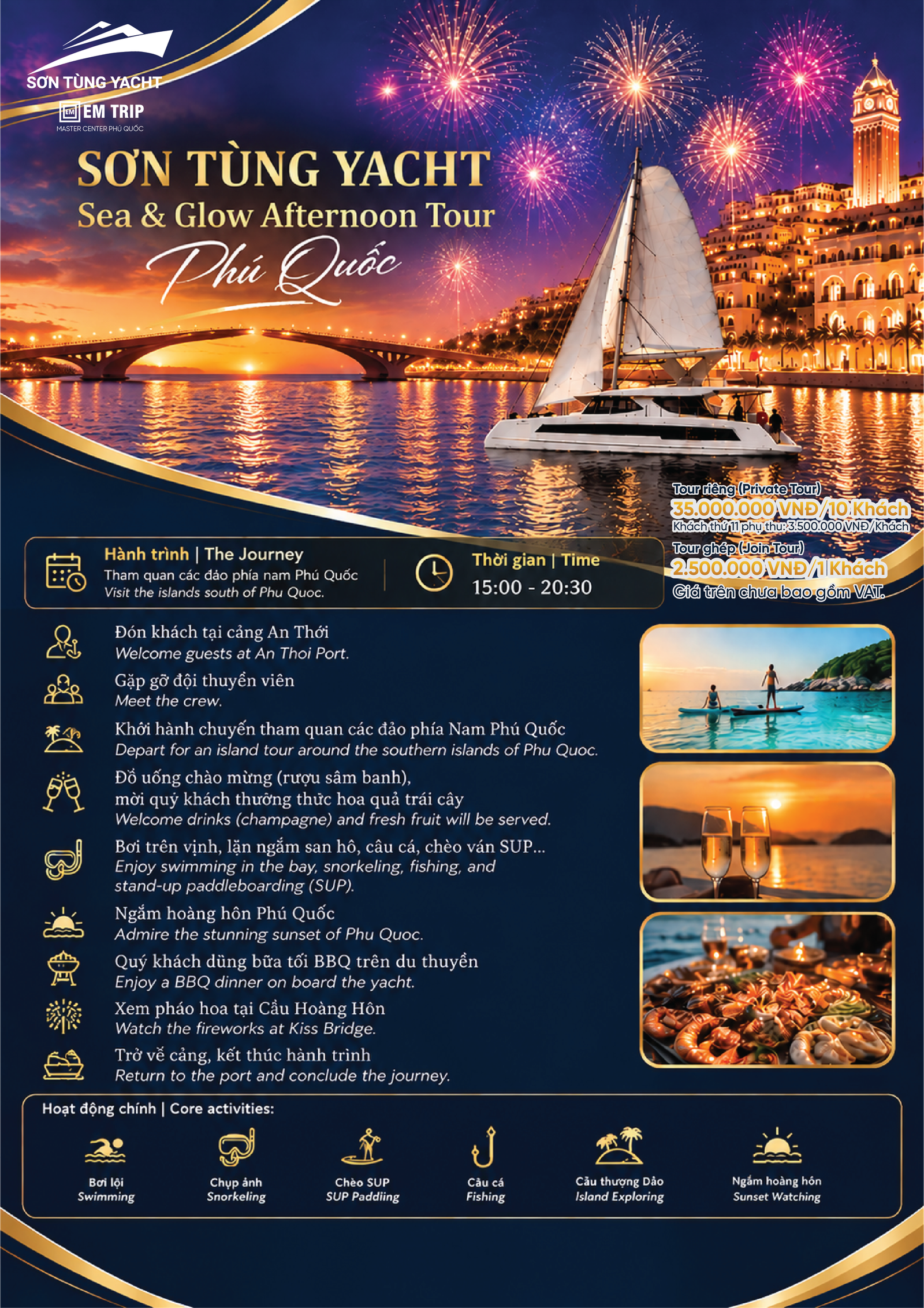 Lịch trình tour tối