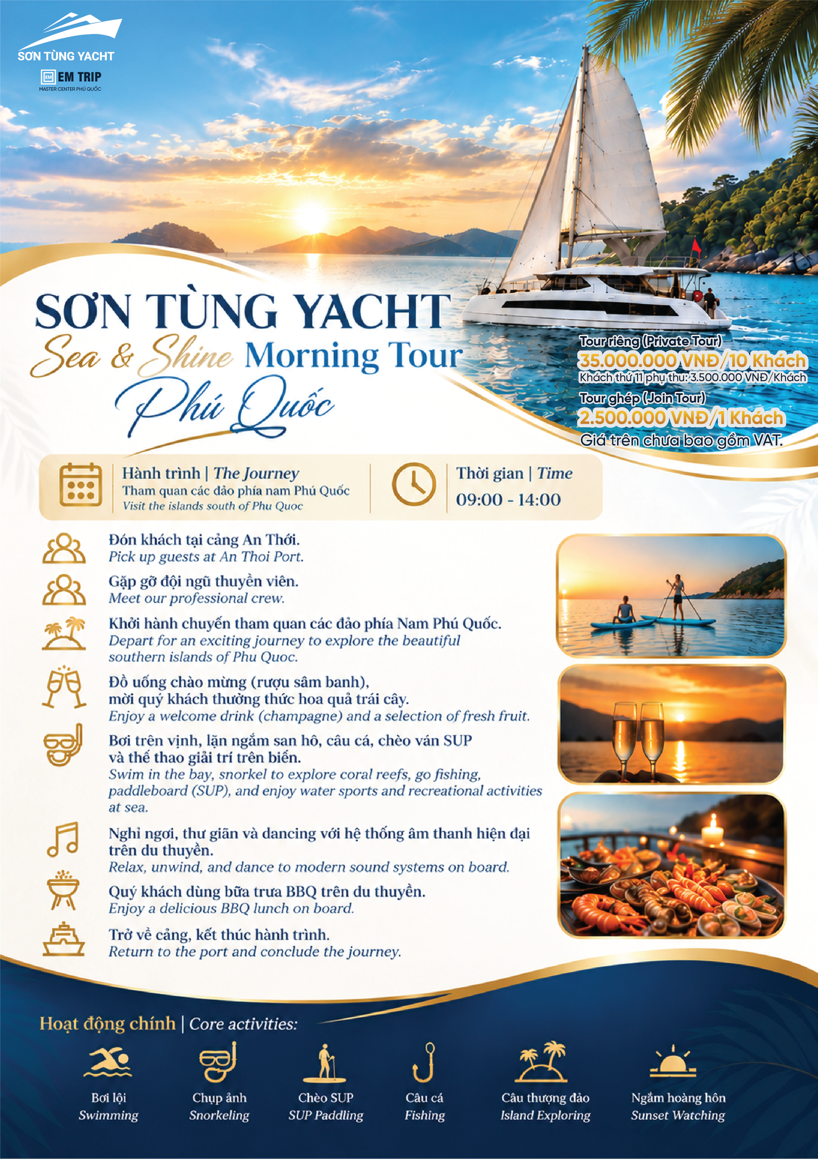 Lịch trình tour sáng